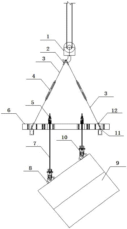 Hoisting device and hoisting method used for aerial posture adjusting and positioning of steel box arch rib