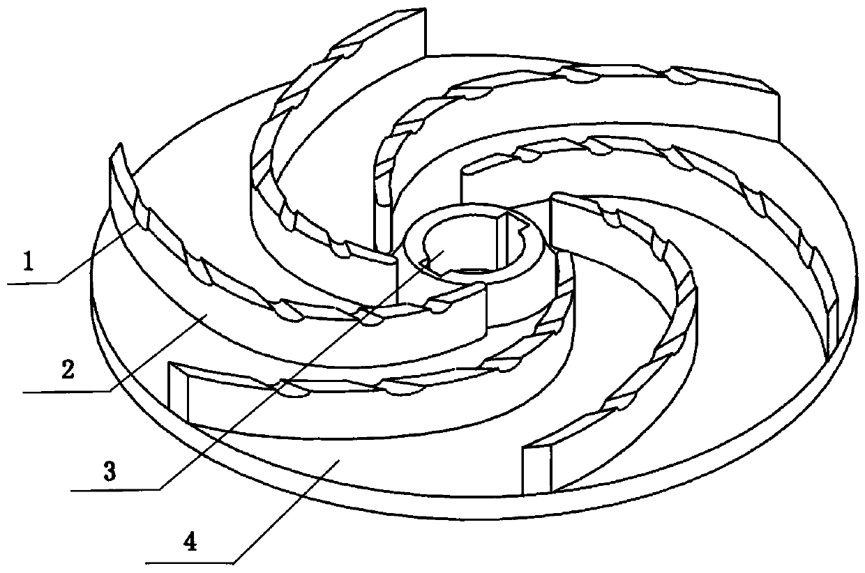 Centrifugal pump semi-open impeller with blade top arrangement clearance channels