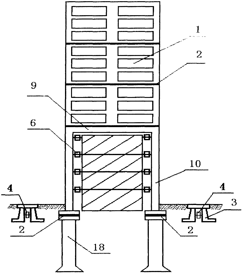 Anti-seismic heightening structure of existing buildings