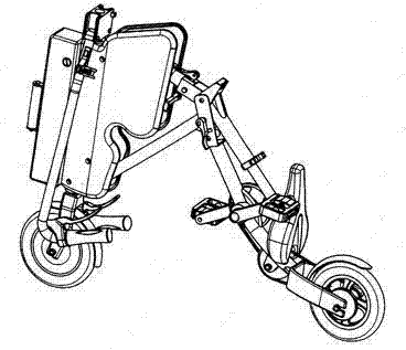 Four-link body folding box type pushable portable electric bicycle