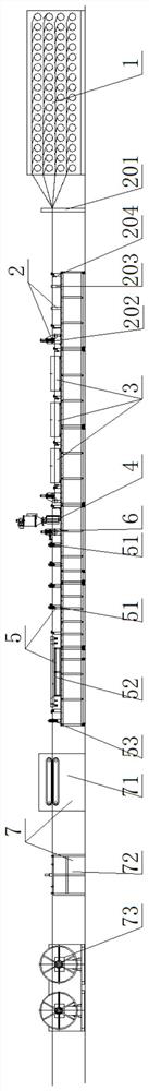 Reinforcing band production line, band manufacturing mold and reinforcing band production process