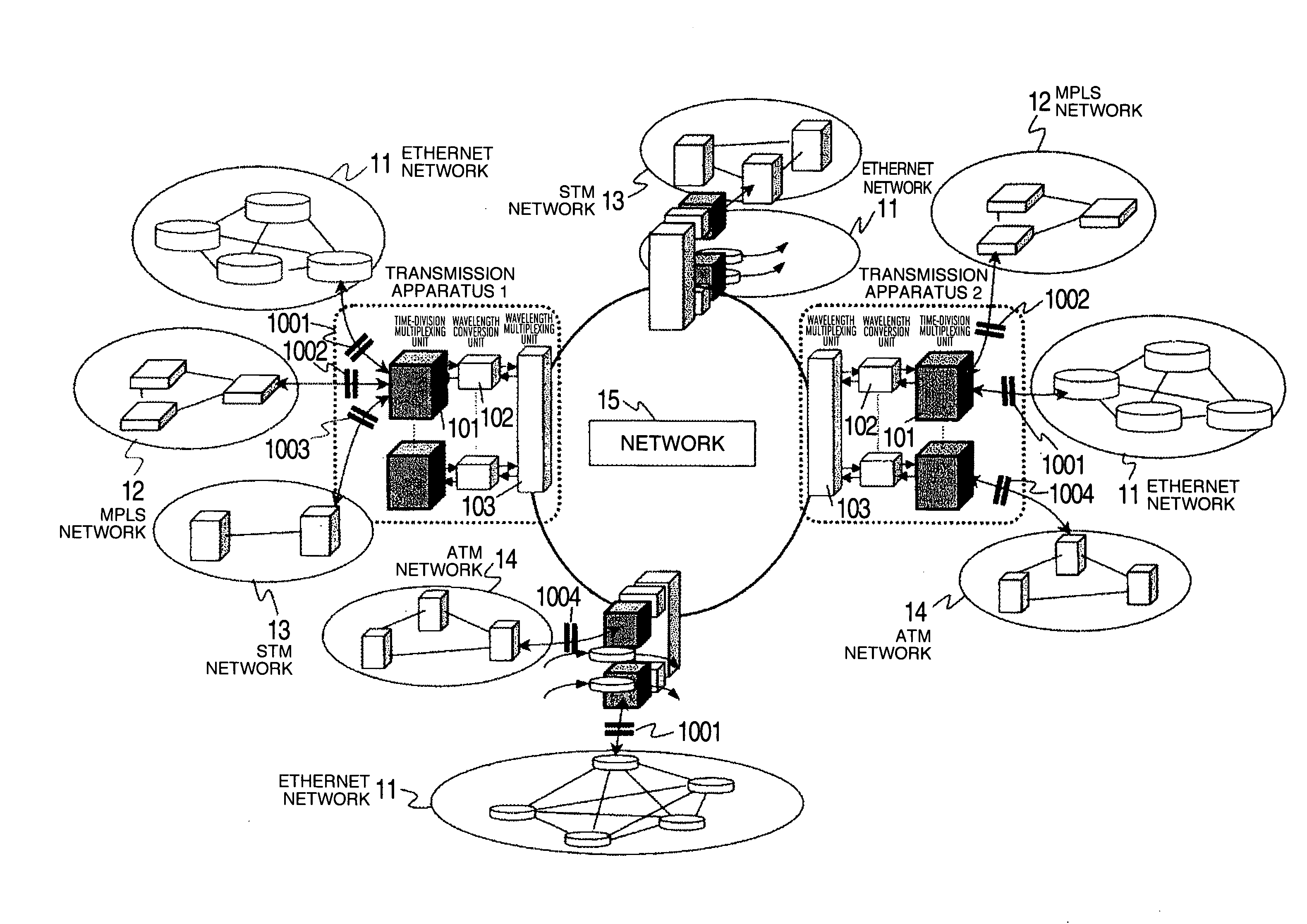 Multiplexed optical signal transmission apparatus