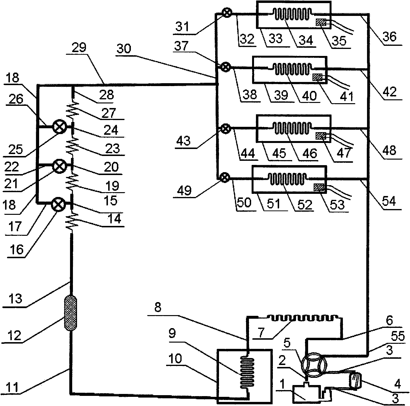 High-efficient and energy-saving multifunctional refrigerator with double liquid sources