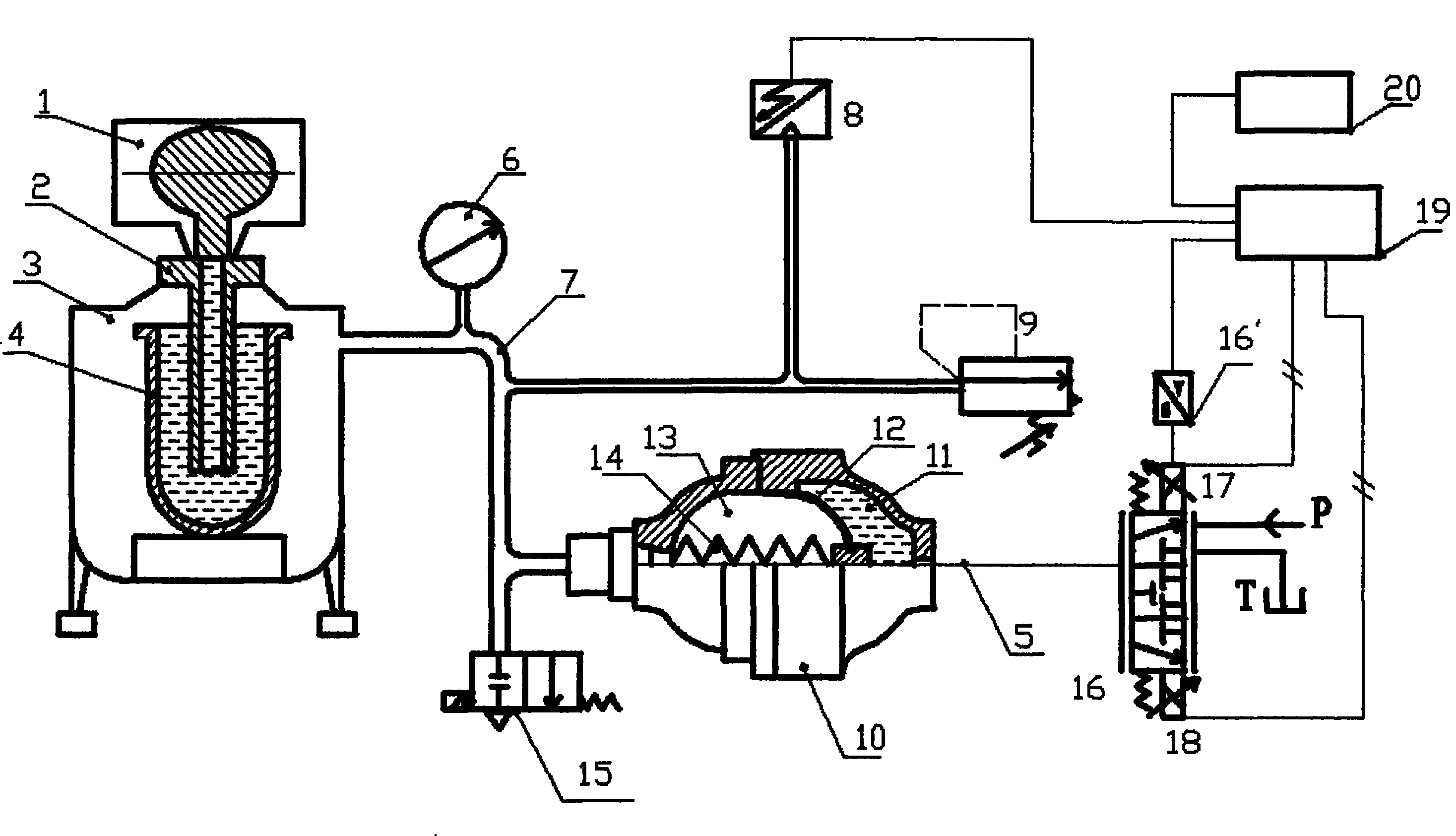 Hydraulic-control mold filling device of low-pressure casting lift tube