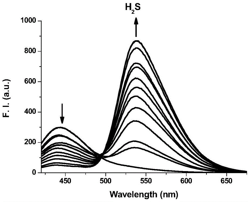 Fluorescence probe for detecting hydrogen sulfide as well as preparation method and application method of fluorescence probe