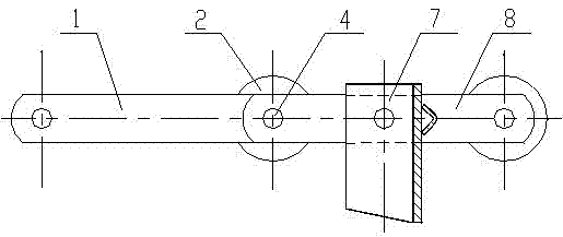 Rolling-wheel type scraping plate chains for coal cinder conveyor