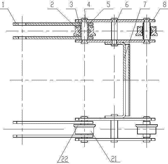 Rolling-wheel type scraping plate chains for coal cinder conveyor