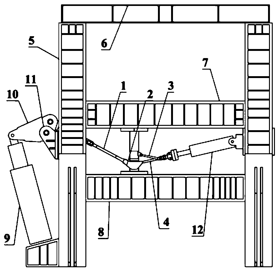 Undercarriage ejection main force transmission structure fatigue test device and test method thereof