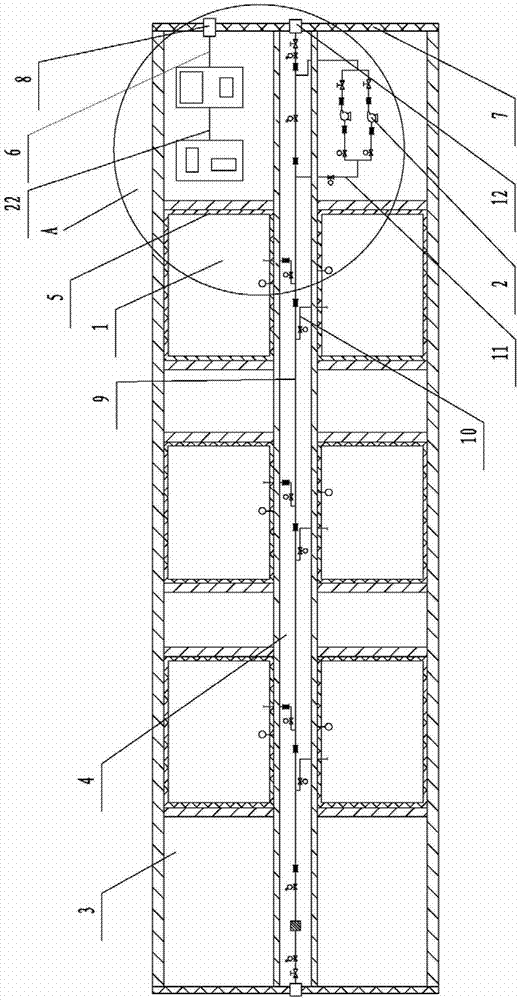 A ballast water system with pipe section settling