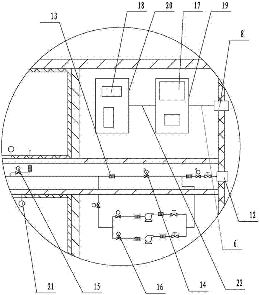 A ballast water system with pipe section settling