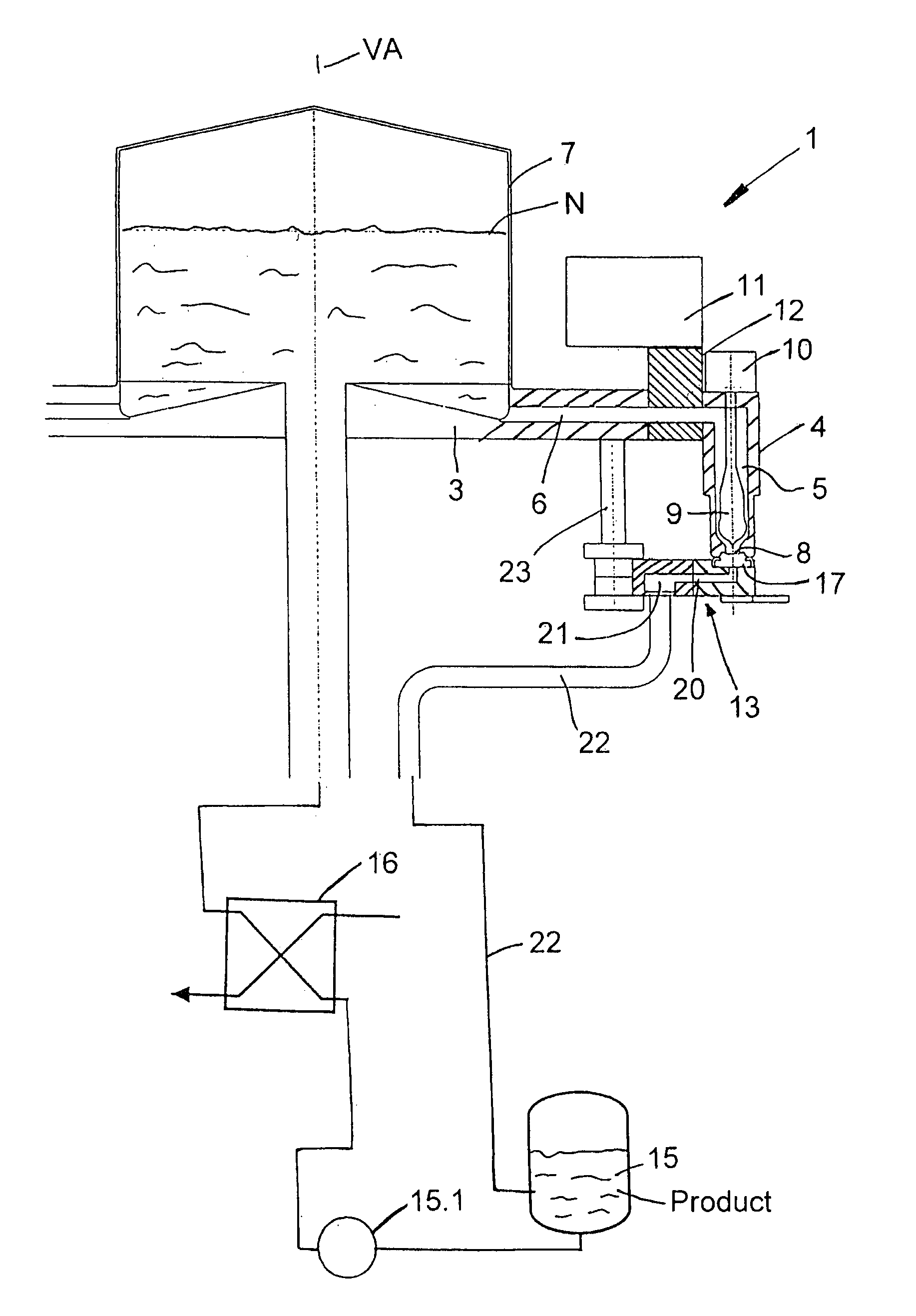 Beverage bottling plant for filling containers, such as bottles and cans, with a liquid beverage, a filling machine for filling containers with a liquid, and a method for filling containers with the filling machine