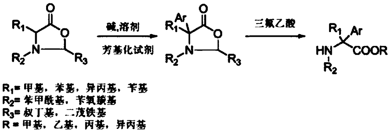 Alpha-aryl substituted amino acid derivative preparation method