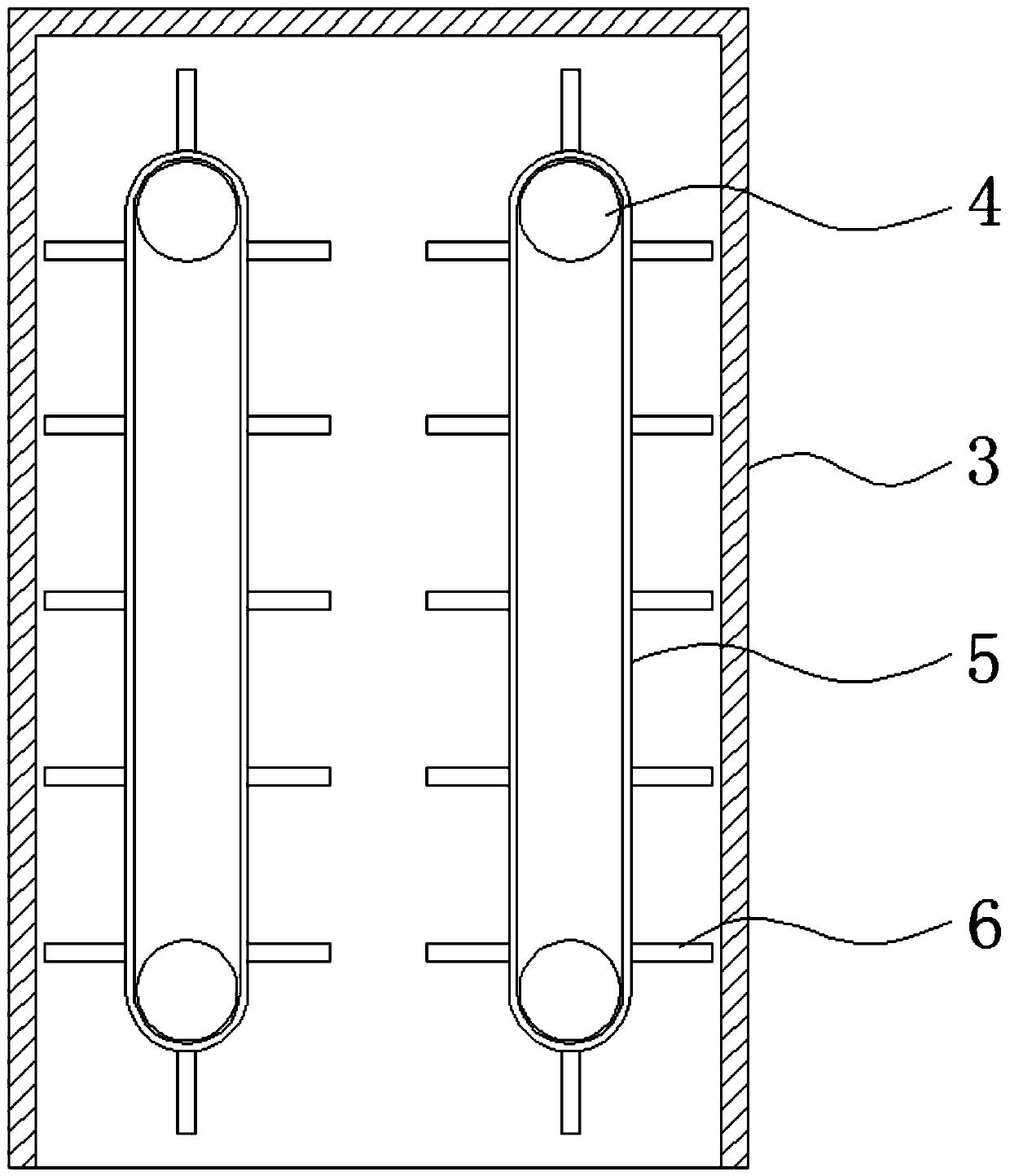 Conveying mechanism of automatic feeding machine for plastic tableware packaging