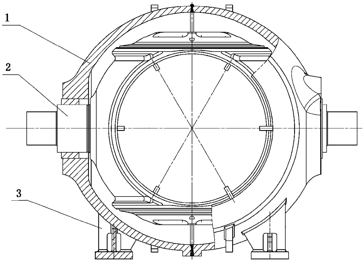 Welding manufacturing process method of large-scale fully welded structure water turbine ball valve