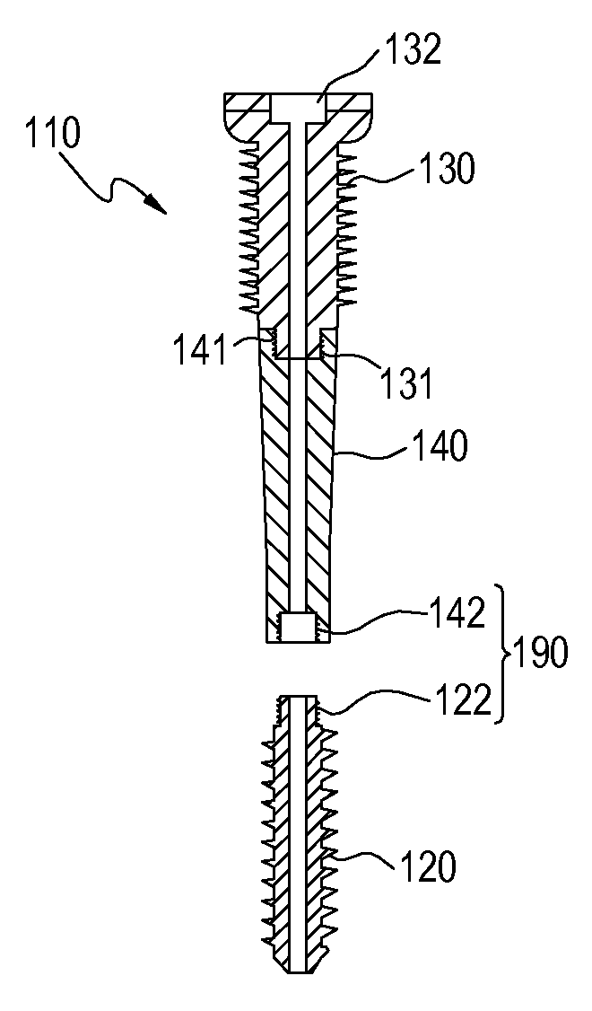 Bone screw, method for manufacturing the bone screw, and tool for mounting and removing the bone screw