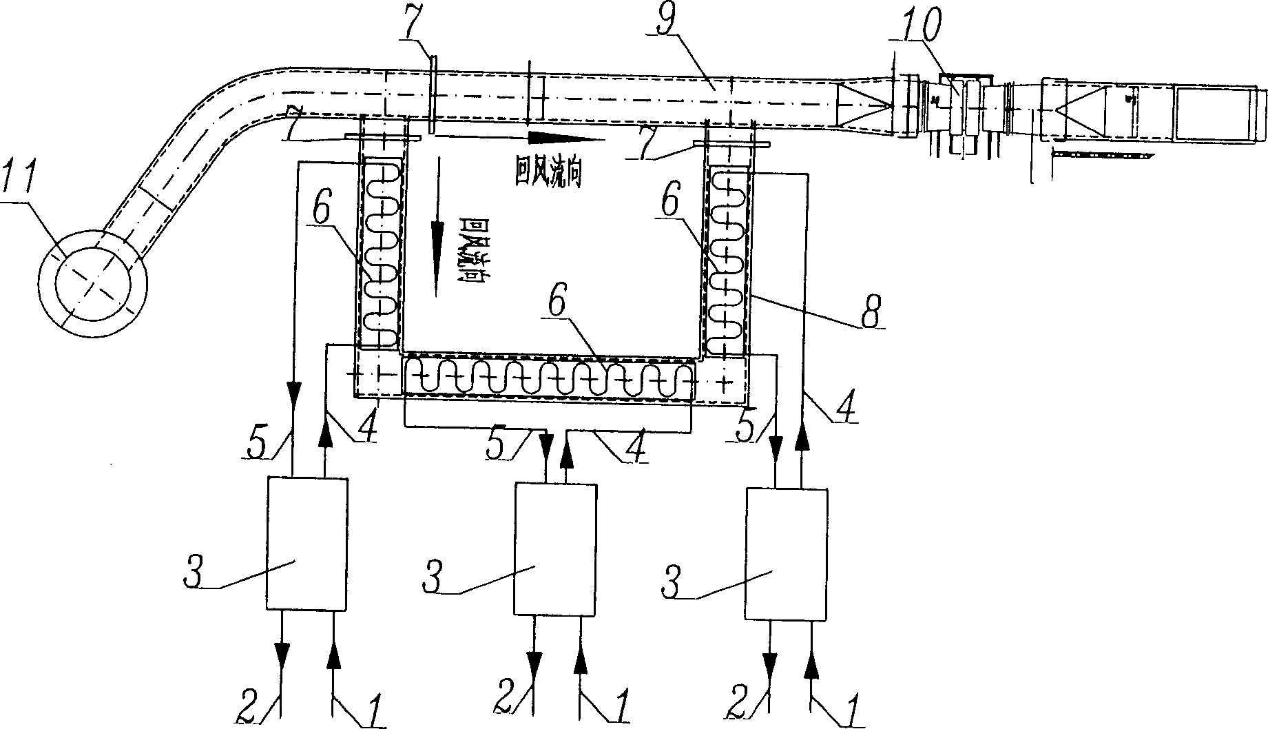 Method and equipment for recycling heat of returned air in mineral well