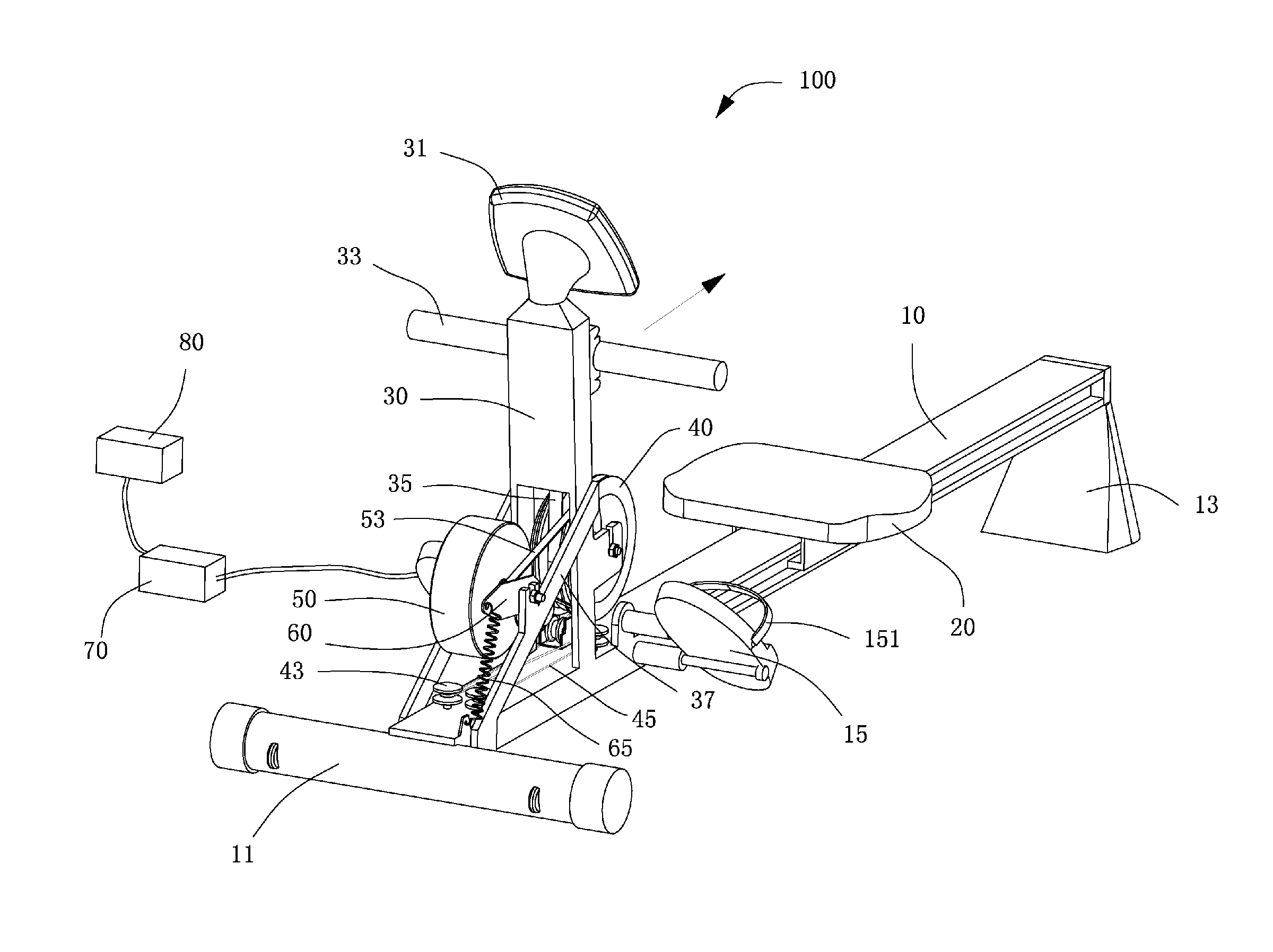 Exercise rowing machine with power generation