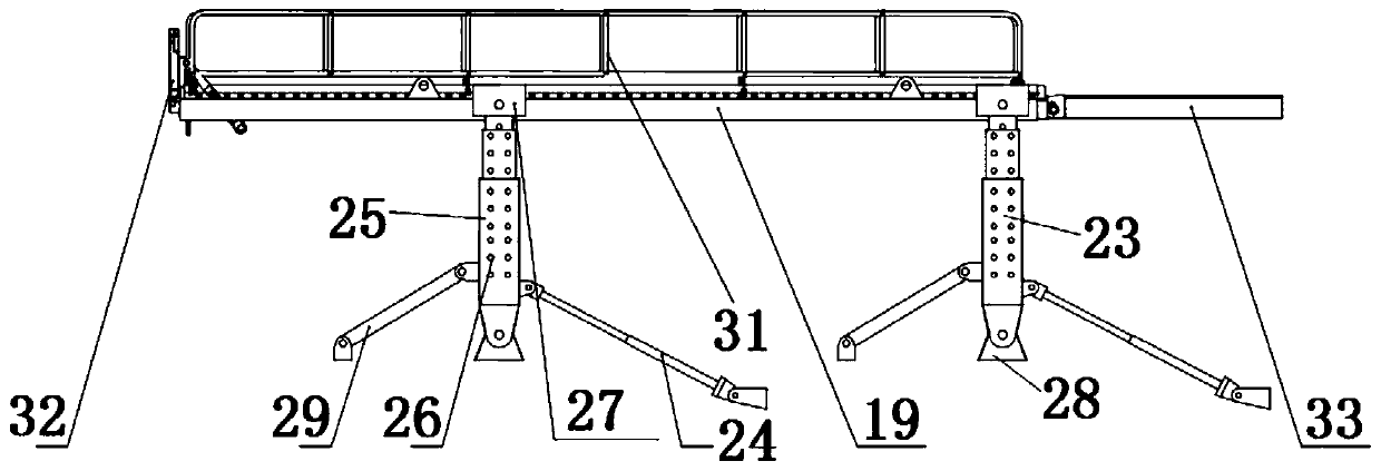 End underframe lifting device for automobile-container dual-purpose concave-bottom transport vehicle