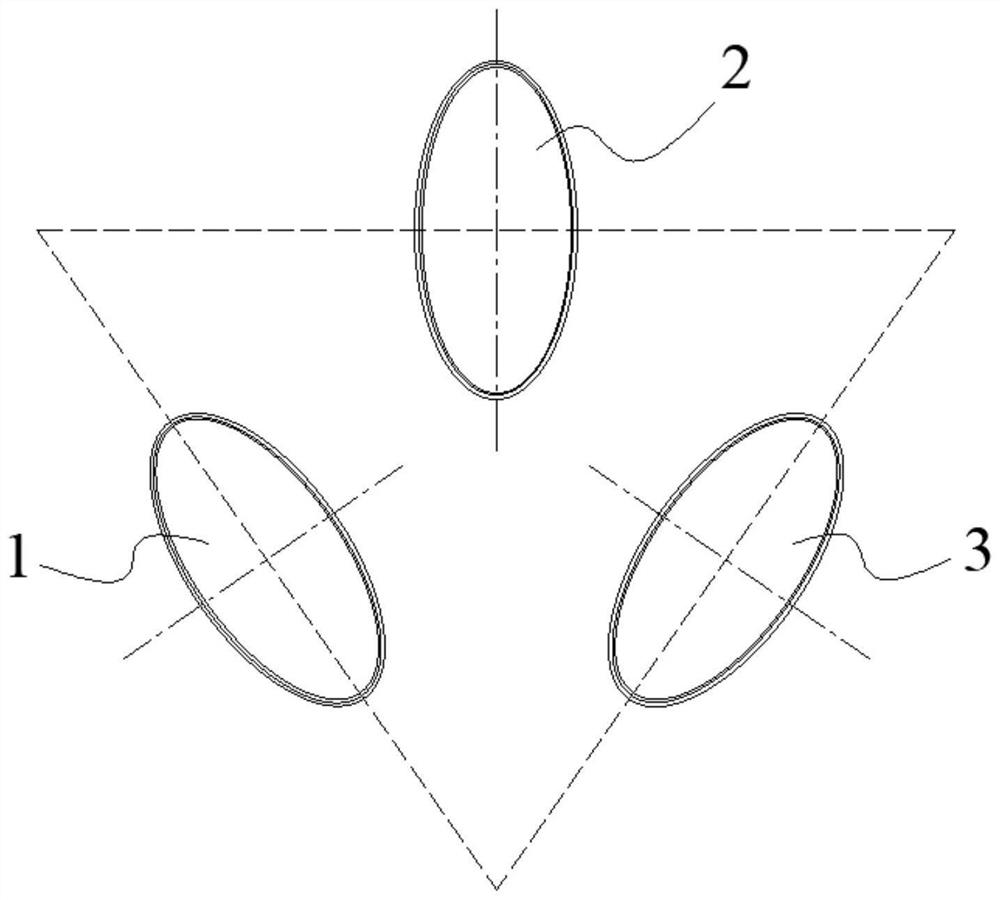 A dry-type transformer with an oval iron core