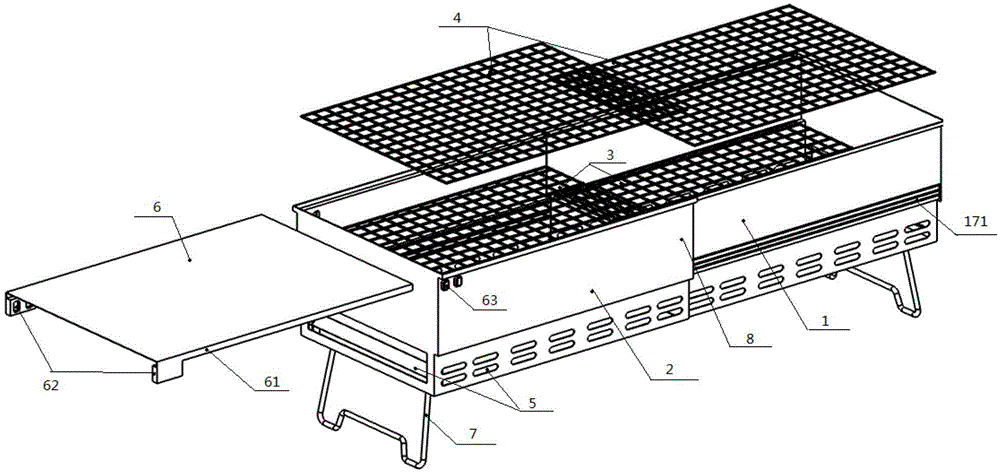 Drawer type barbecue device with variable cavity