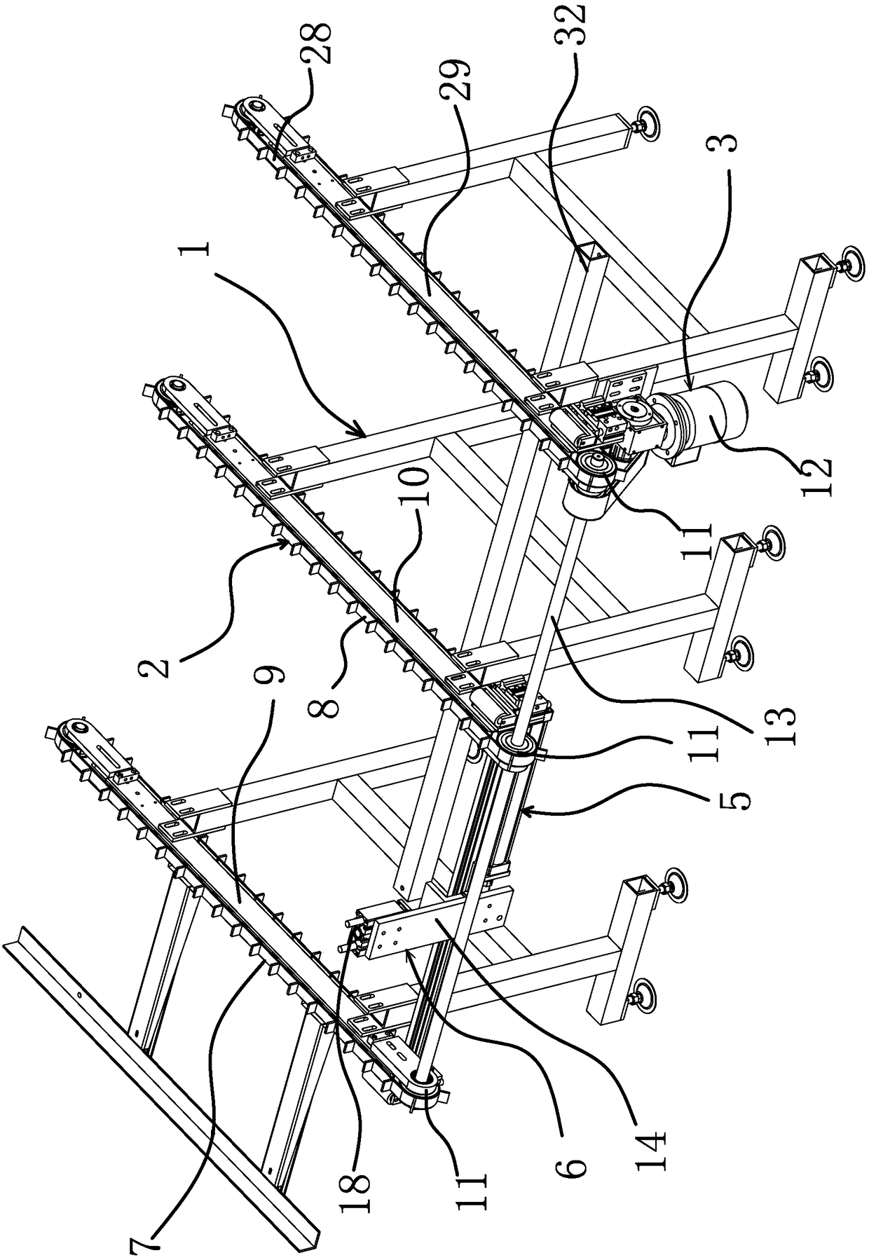 An automatic circular feeding device for wood strips