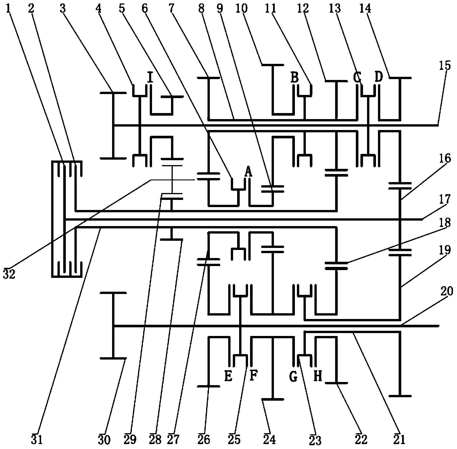 Multi-gear dual-clutch transmission and car