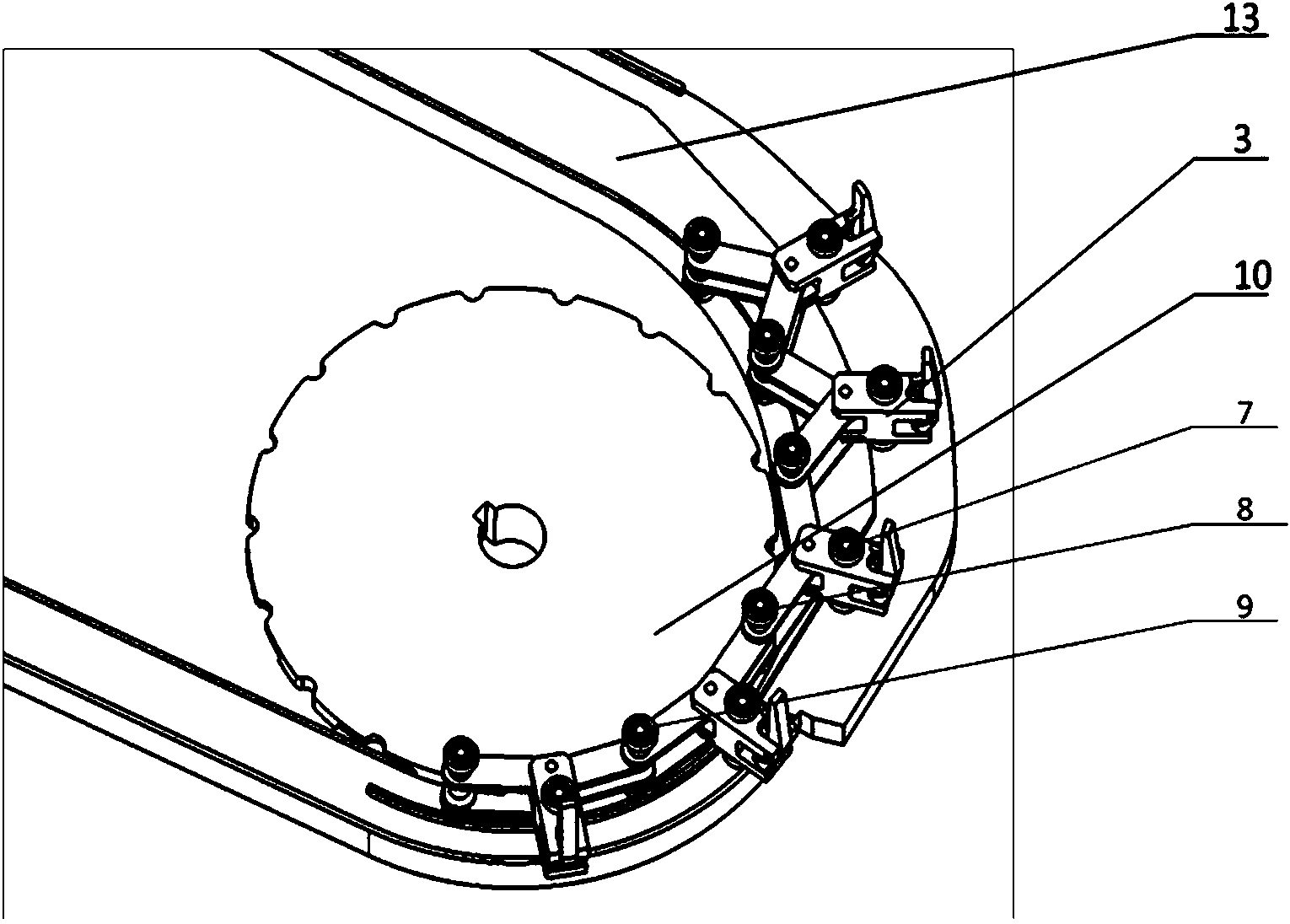 Synchronization biaxial orientation stretching machine track mechanism with controllable chain clamp trajectory direction