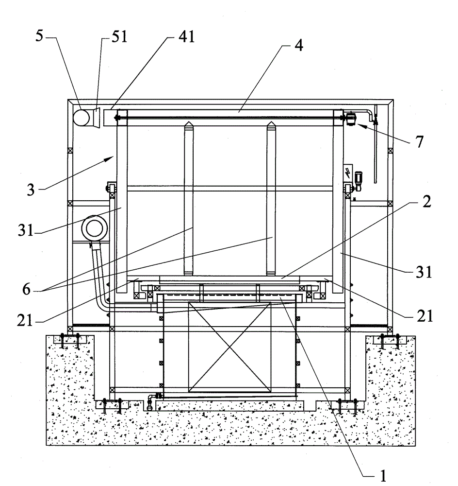 Waste gas flow guiding device of surface treatment groove