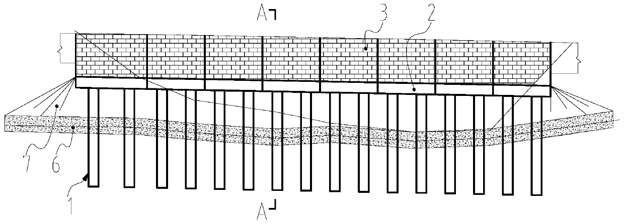 Disaster prevention mountainous steep slope road section light high-fill embankment structure and construction method