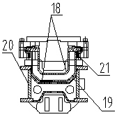 A rock drilling jib structure with one arm and two drills