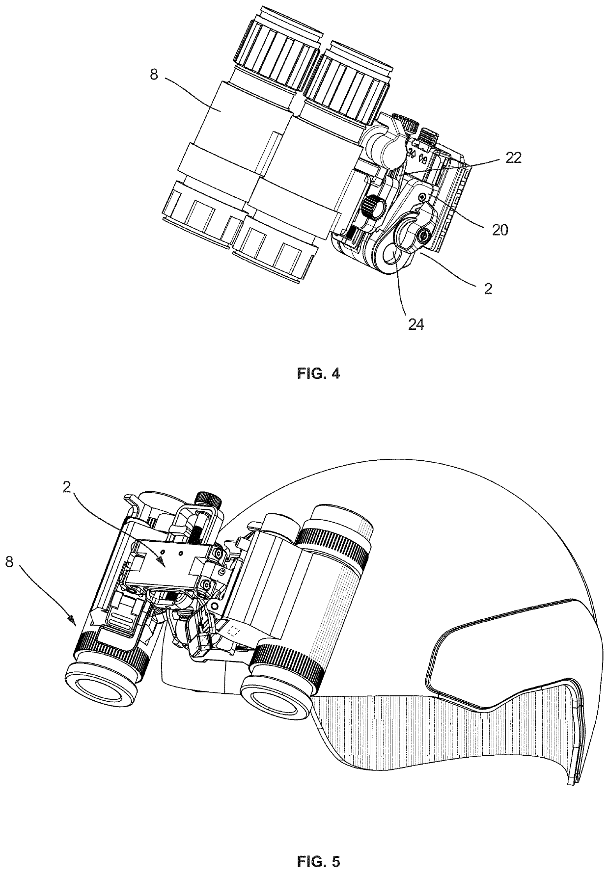 Operational mode sensing switch system and multi-oriented mounting system for a helmet  mounted night vision device