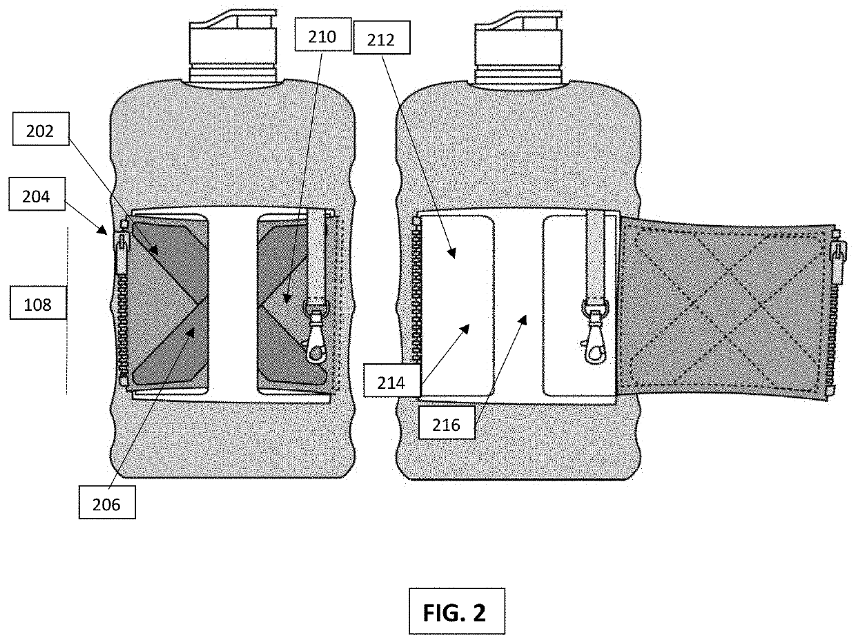 Water Container Sleeve with Storage Pockets