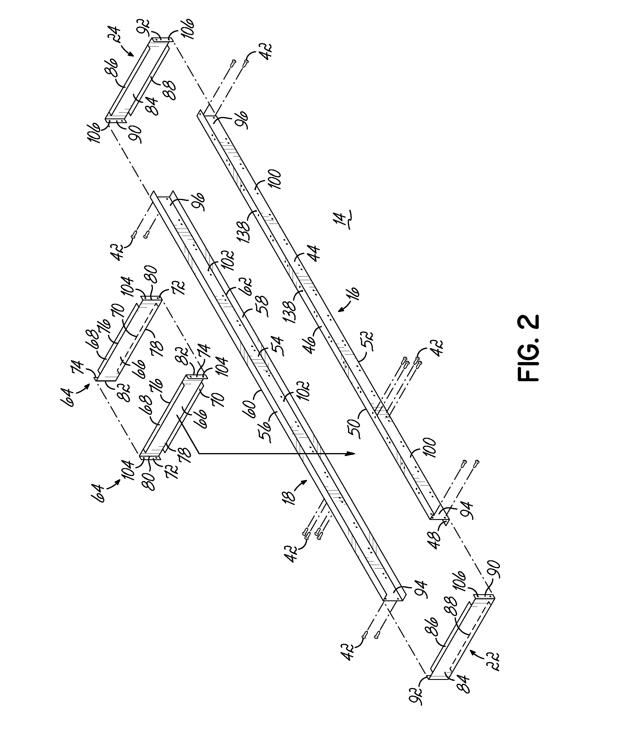 Platform assembly for supporting cabinets