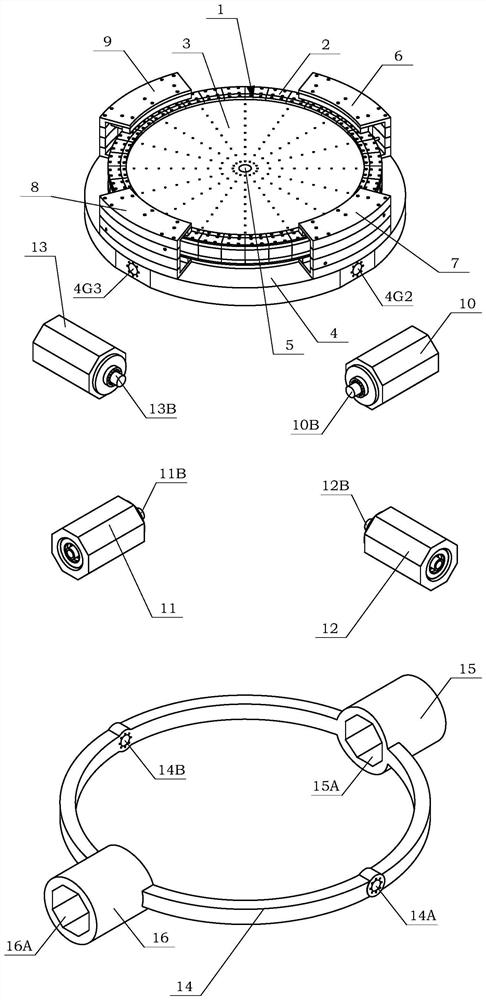 Magnetic levitation turntable with fifteen degrees of freedom and applied to semi-physical simulation platform