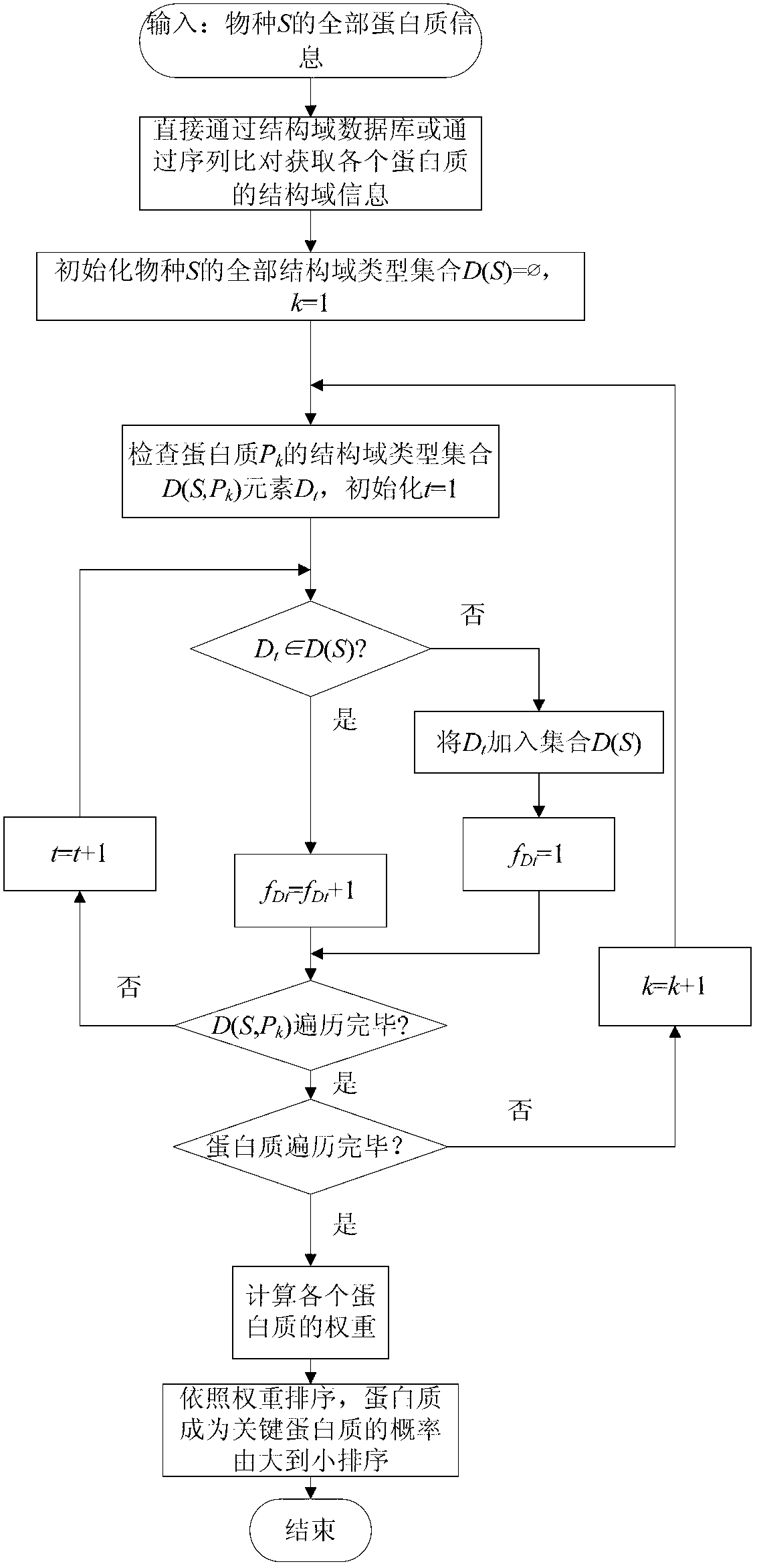 Method for identifying key proteins based on characteristics of structural domain