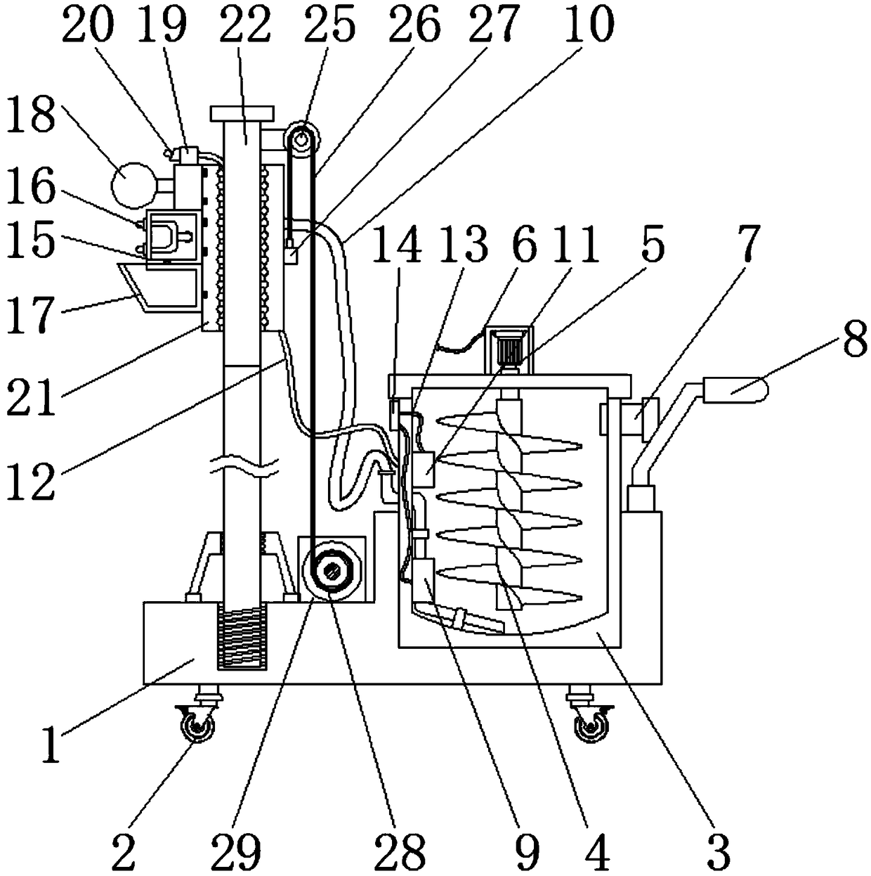 Indoor wall surface water-based environment-friendly coating spraying device facilitating high-place operation