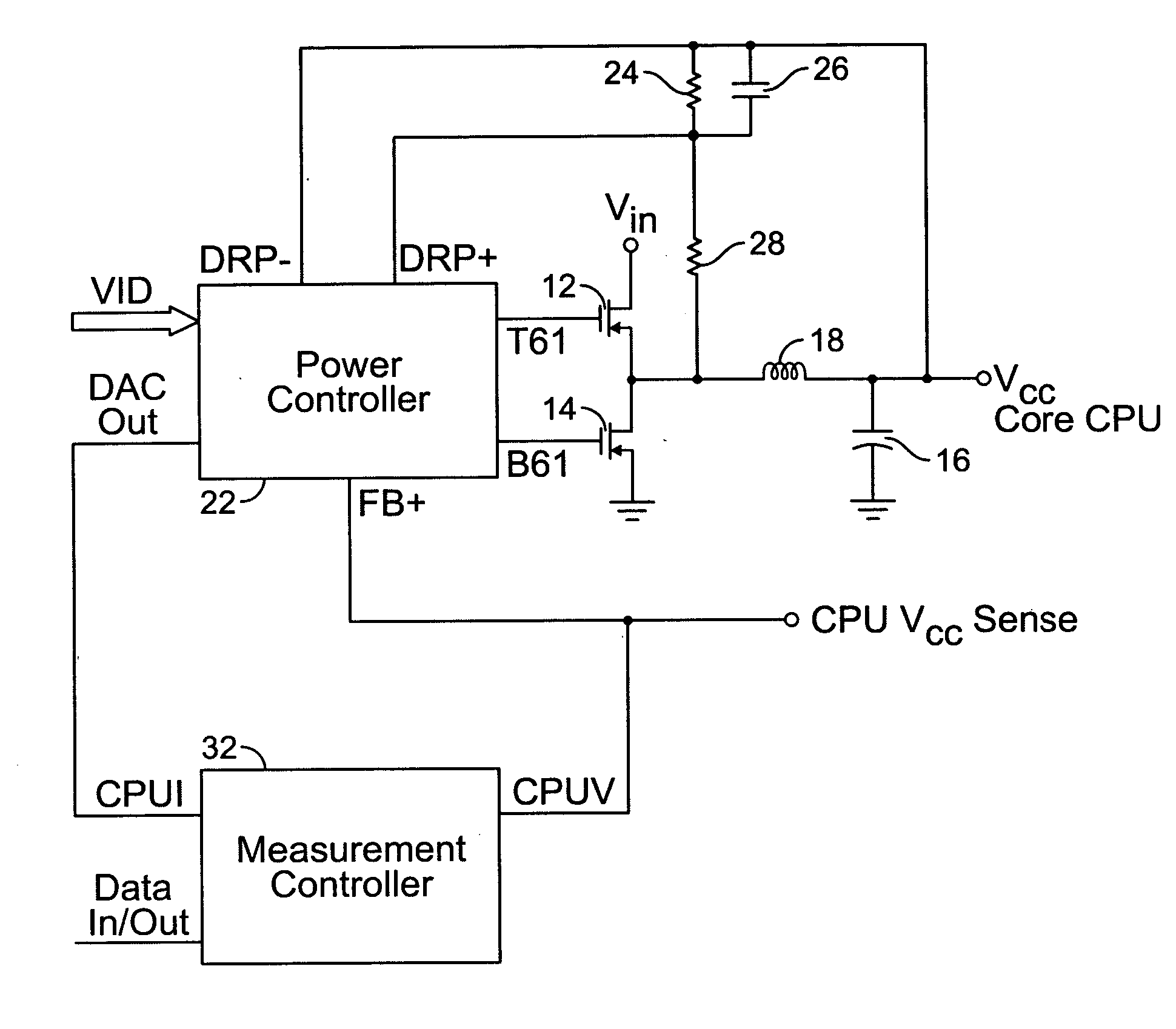 Method and apparatus for determining load current in a CPU core voltage regulator