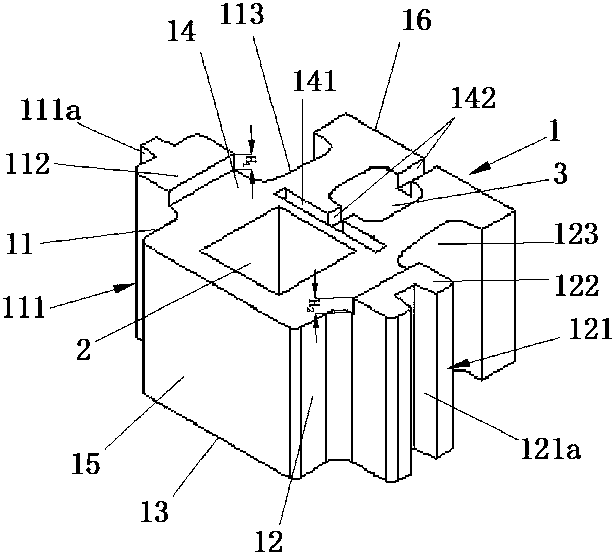 Inter-locked building block capable of being additionally provided with reinforcing steel bar of retaining wall of protecting slope