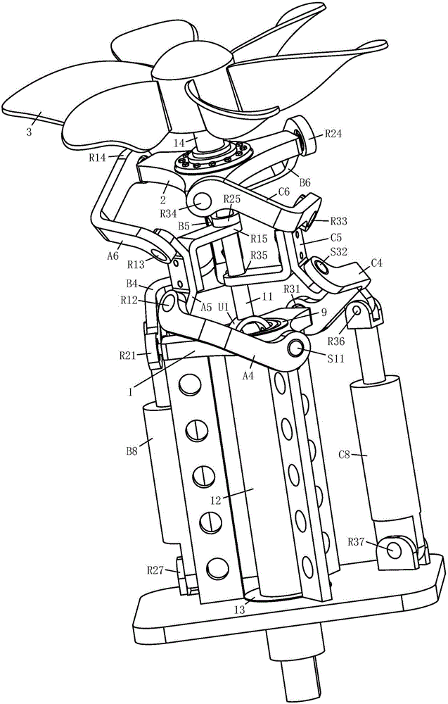 Parallel type underwater vectored thruster