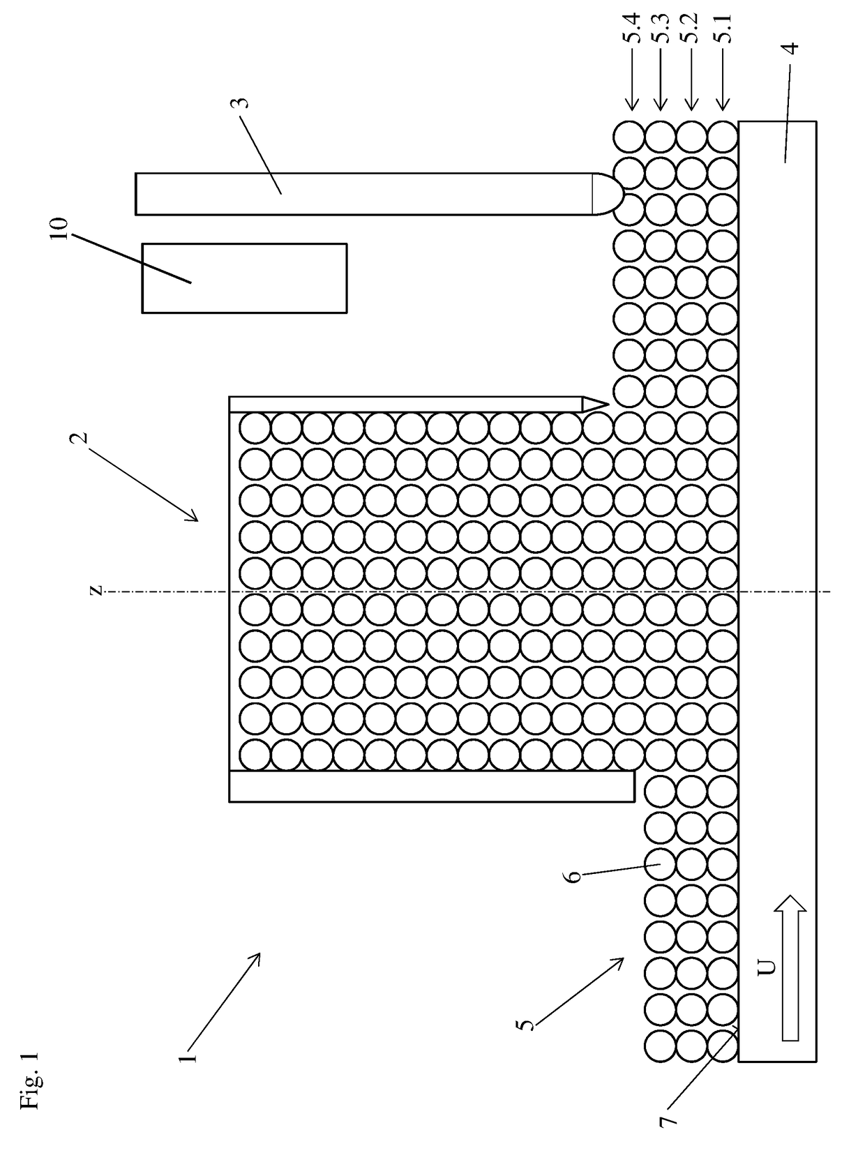 Device and method for building a three-dimensional structure in layers