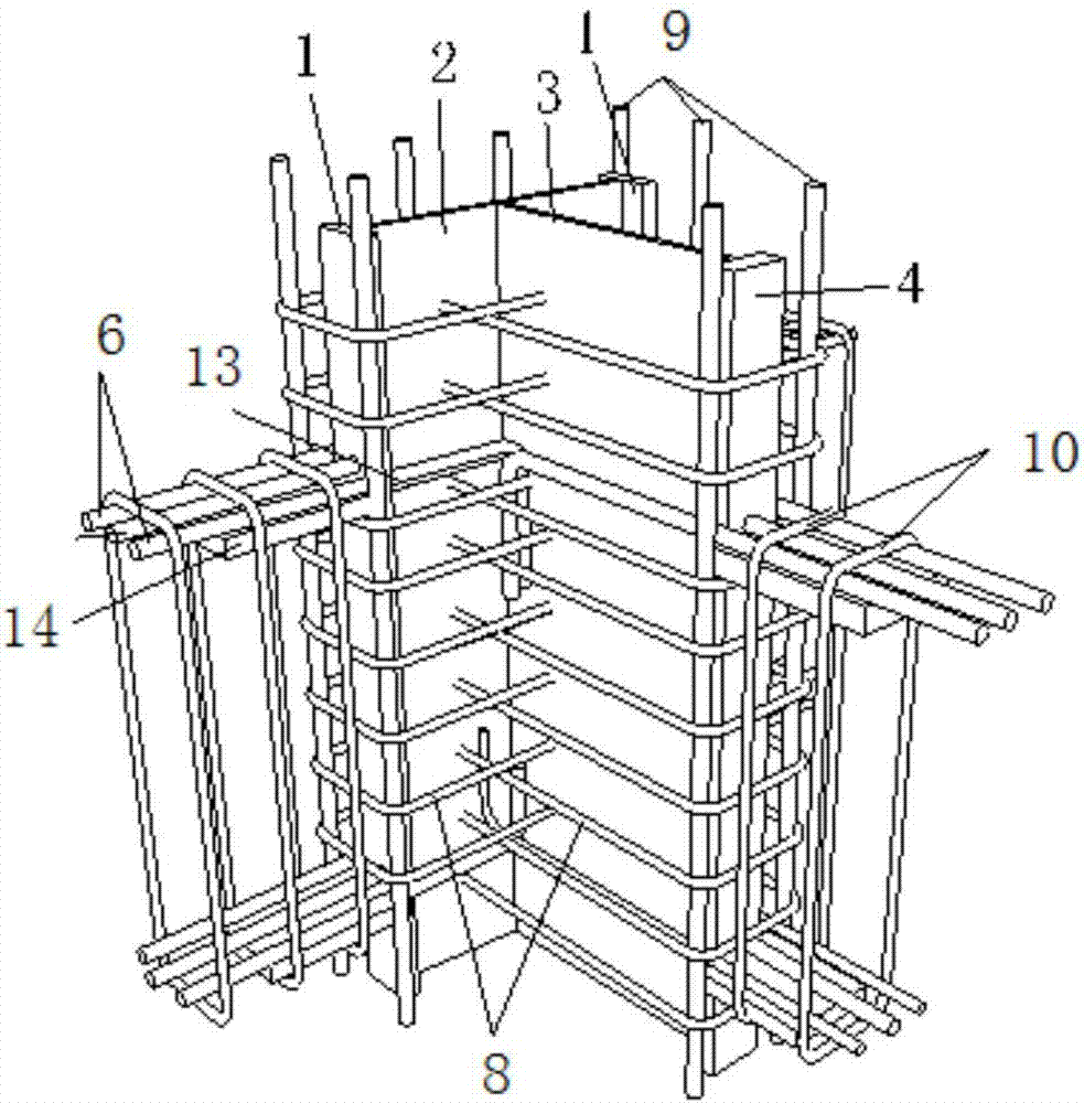 Steel reinforced concrete rectangular column and special-shaped column transfer frame structure