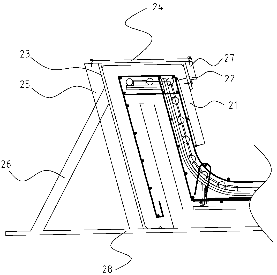 Racing track lower cornice formwork bracing device, bracing and demolition method