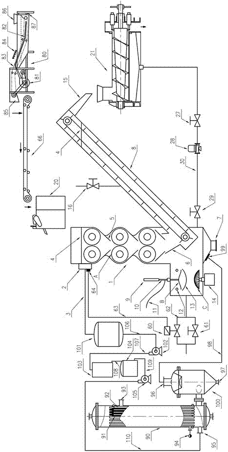 Contra-rotating roller type licorice root fluid extract extraction device with cleaning machine and dehydrator