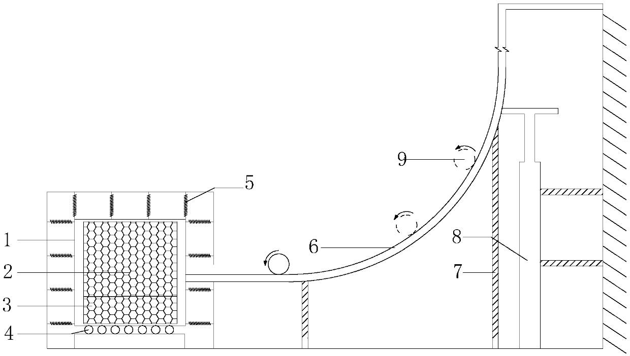 Dynamic response testing device and testing method for simulating lateral impact load subjected to by side slope of meizoseismal region