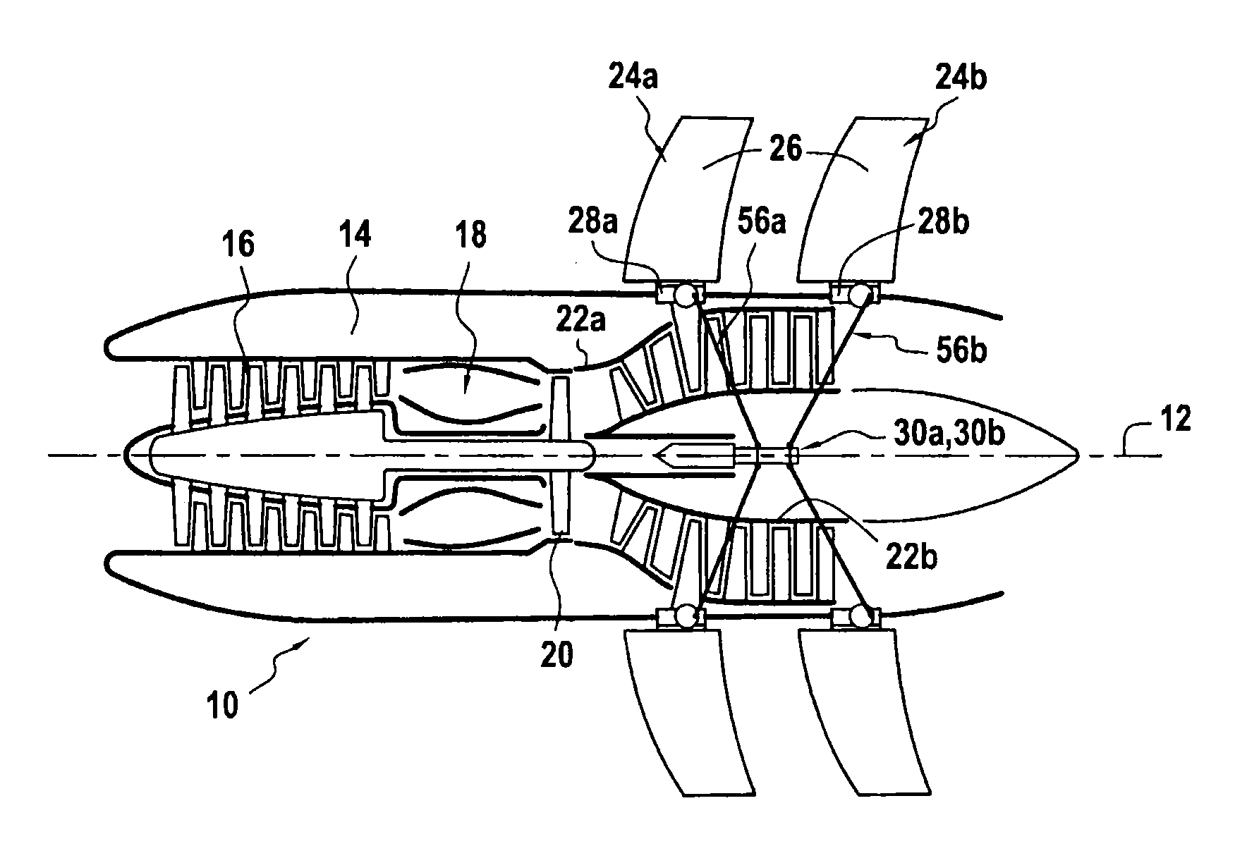 Counterweight-based device for controlling the orientation of fan blades of a turboprop engine