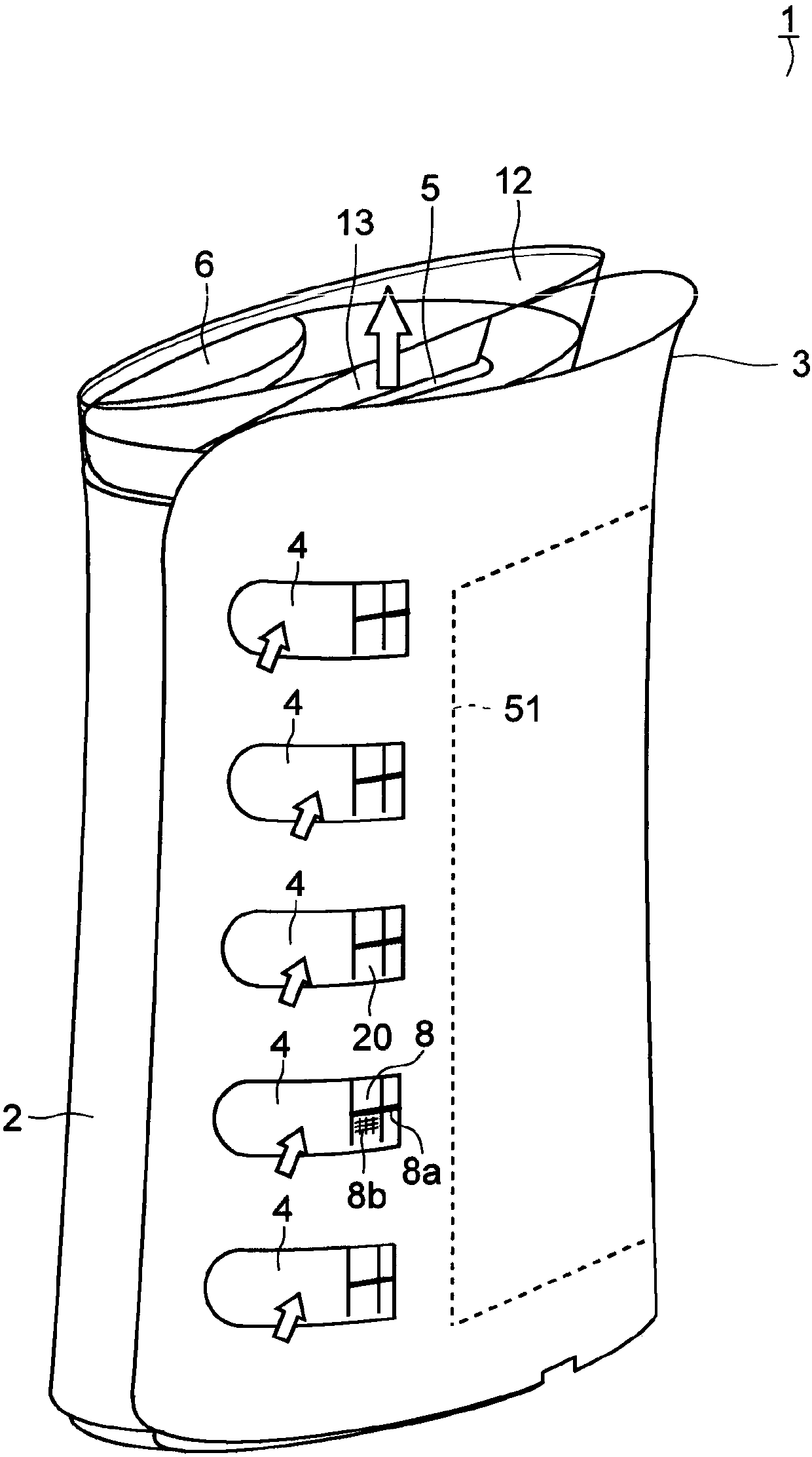 Air blowing device and insect trapping method