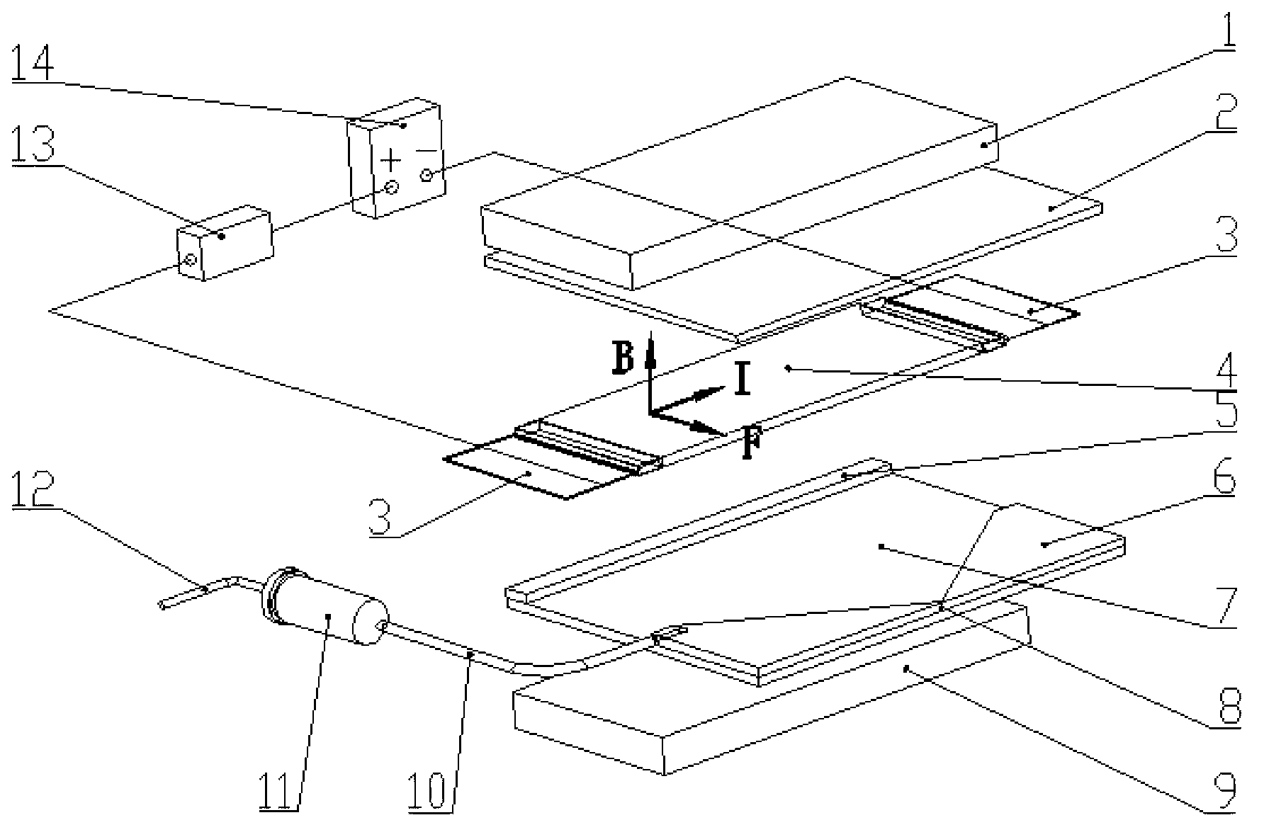 Ampere force driving micro spraying device