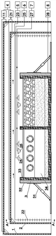 Test device for monitoring evaporative heat dissipation cooling effects of large-scale embankment