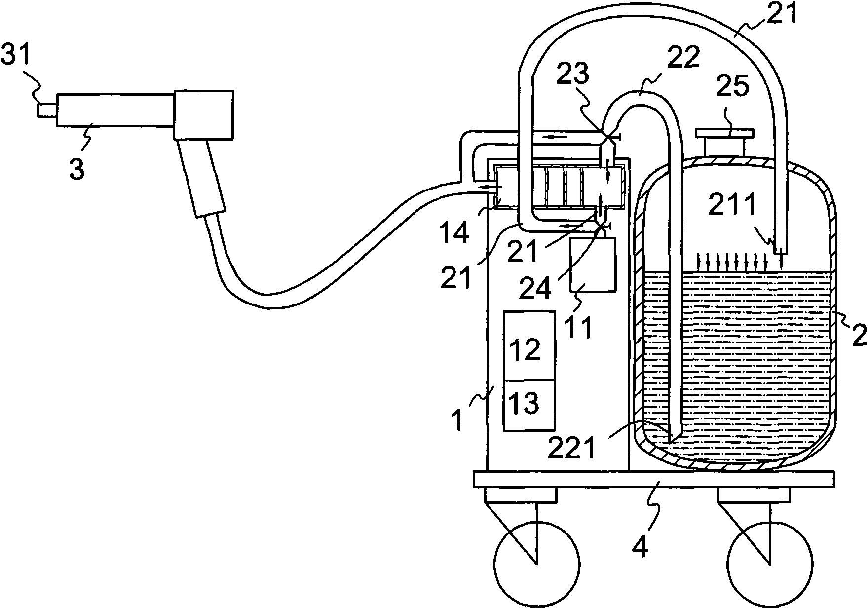 Decontamination device with foam generator