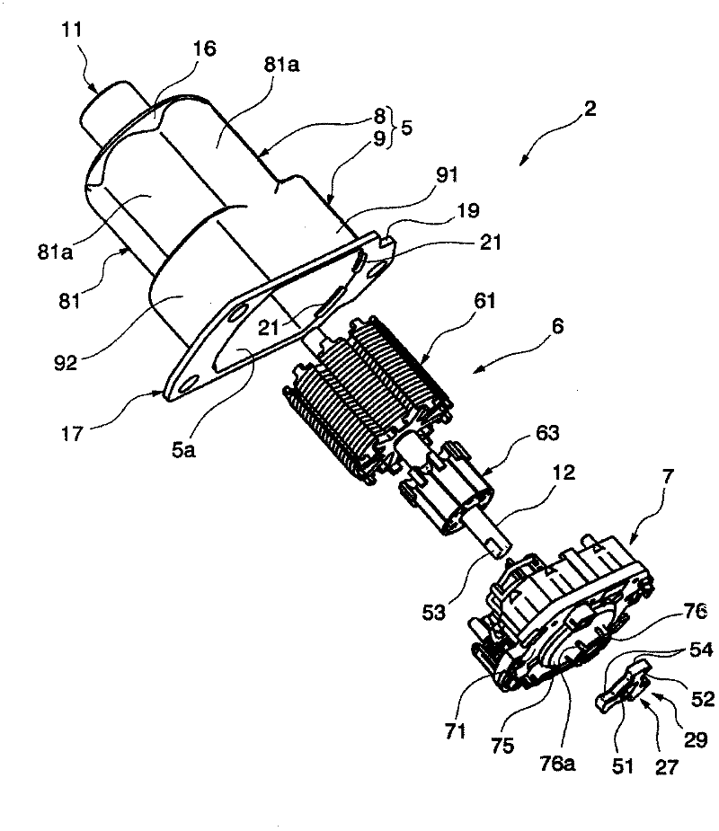 Electric motor, and motor with a reduction gear